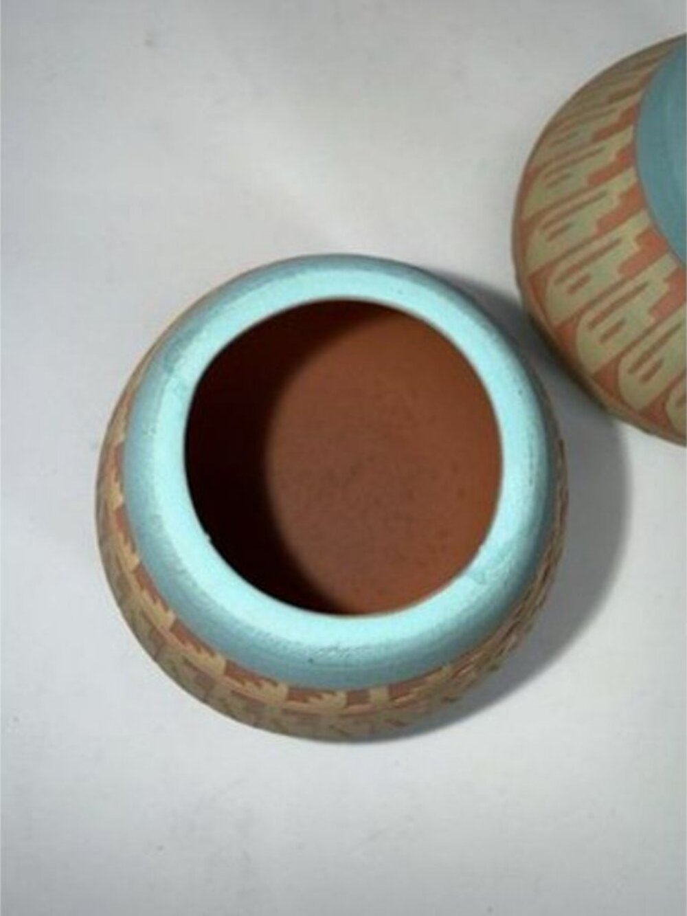 2 Navajo Indian Hand Etched & Painted Clay Pottery Vases by artist A Smith - Picture 7 of 10
